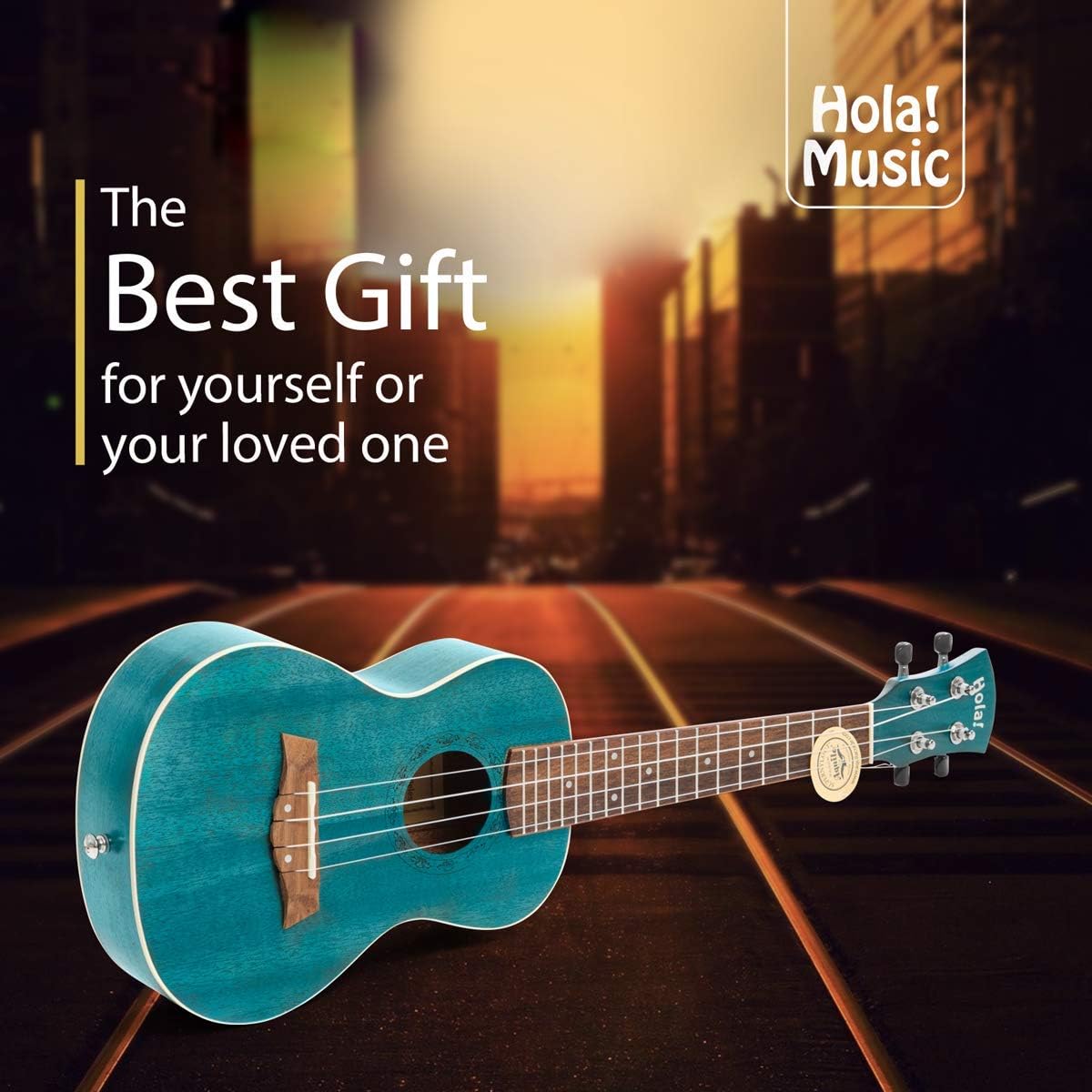 Hola! Music HM-124BU+ Concert Ukulele Bundle, Deluxe Series, 24 Inch - Blue (Used)