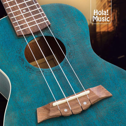 Hola! Music HM-124BU+ Concert Ukulele Bundle, Deluxe Series, 24 Inch - Blue (Used)