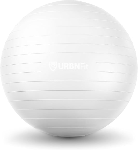 URBNFit Exercise & Yoga Ball with Quick Pump with Quick Pump, 22" - White (Like New)