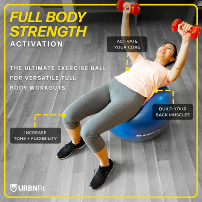 URBNFit Exercise & Yoga Ball with Quick Pump with Quick Pump, 22" - White (Like New)