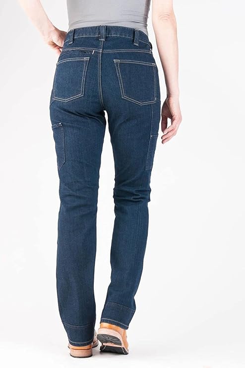 Dovetail Workwear Women Britt Utility Cargo Pant,Reinforced Indigo Denim,8 Short (Like New)