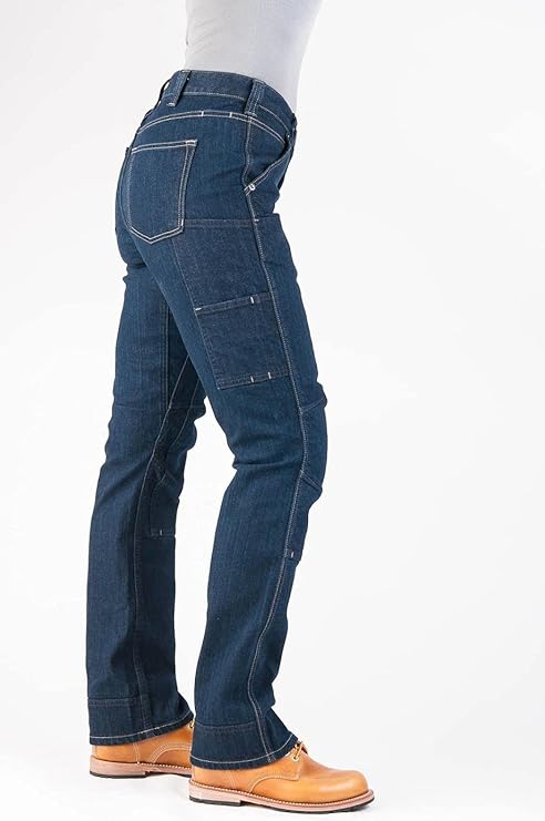 Dovetail Workwear Women Britt Utility Cargo Pant,Reinforced Indigo Denim,8 Short (Like New)