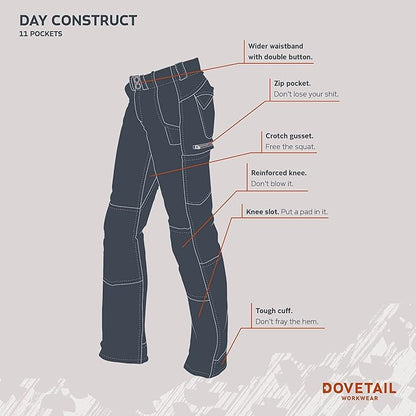 Dovetail Workwear Day Construct Cargo Pants for Women, Brown Canvas - Size 14 (Like New)