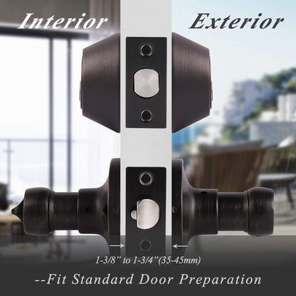 Probrico Double Cylinder Deadbolt L-Shaped Lever Front Metal Door Knob - Bronze (Used)