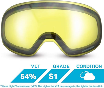 WildHorn Outfitters Roca Replacement Frameless Snow Goggle Lens, Junior - Yellow (New)