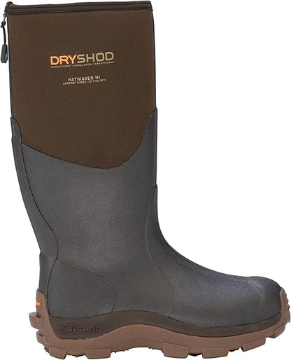 Dryshod HAY-MH-BR Hi Waterproof Rubber Hiking Boots for Men, Brown - Size 15 (Like New)