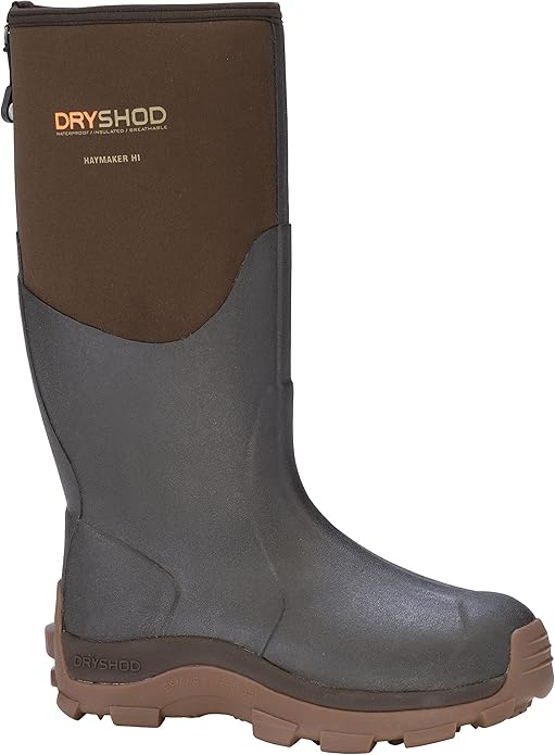 Dryshod HAY-MH-BR Hi Waterproof Rubber Hiking Boots for Men, Brown - Size 15 (Like New)