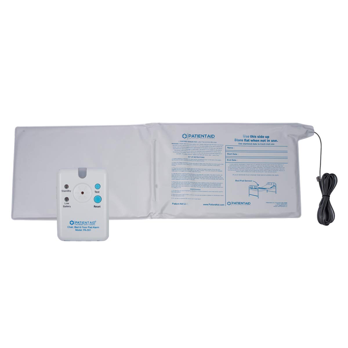 Patient Aid 10in x 30in Bed / Floor Underpad, Motion Sensor Alarm for Monitoring (Like New)