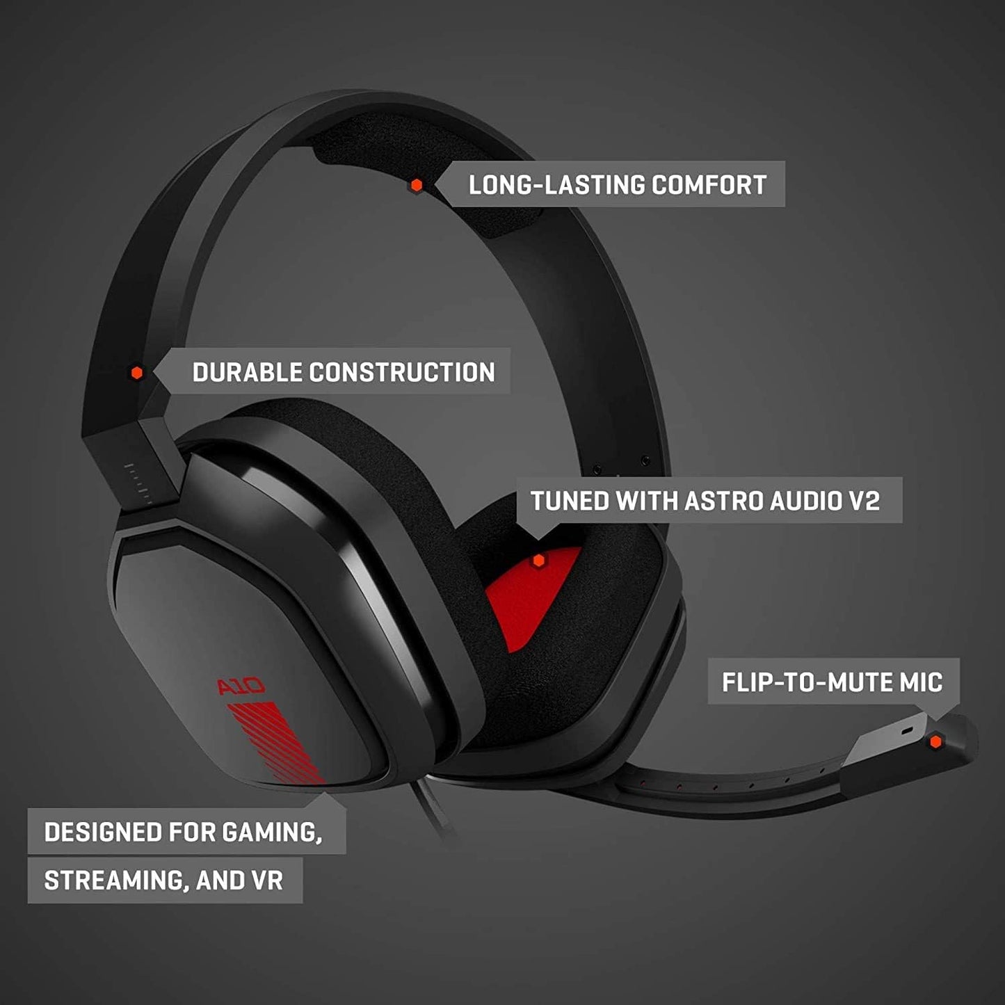 ASTRO Gaming 939-001508-cr A10 Gaming Headset PC, 3.5mm Jack - Black/Red (Used, No Retail Box)