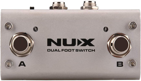 NUX NMP-2 Dual Silver Foot Switch Latch/Momentary Pedal for Keyboard - 9 Volts (Like New)