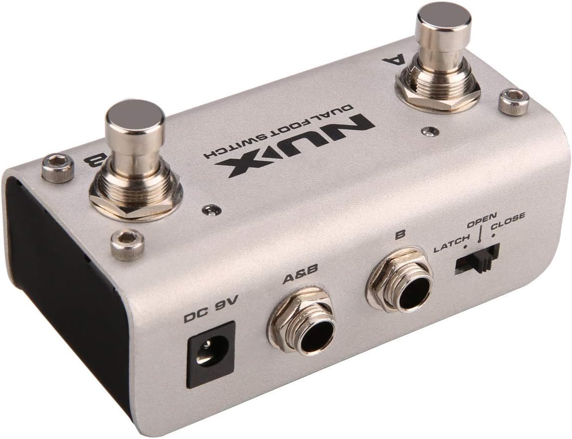NUX NMP-2 Dual Silver Foot Switch Latch/Momentary Pedal for Keyboard - 9 Volts (Like New)