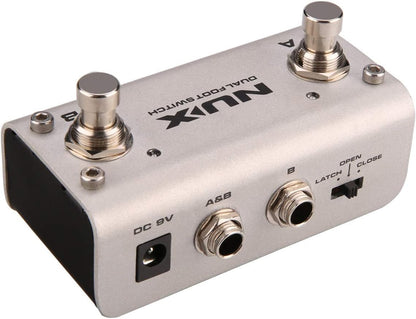 NUX NMP-2 Dual Silver Foot Switch Latch/Momentary Pedal for Keyboard - 9 Volts (Like New)