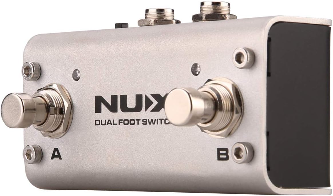 NUX NMP-2 Dual Silver Foot Switch Latch/Momentary Pedal for Keyboard - 9 Volts (Like New)