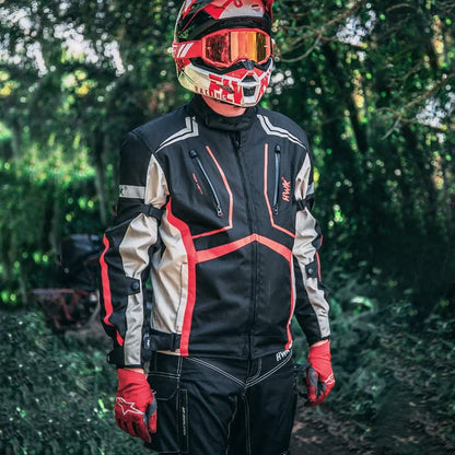 HWK Motorcycle Jacket for Men & Women Scorpion with Cordura Fabric, Large - Red- (Like New)