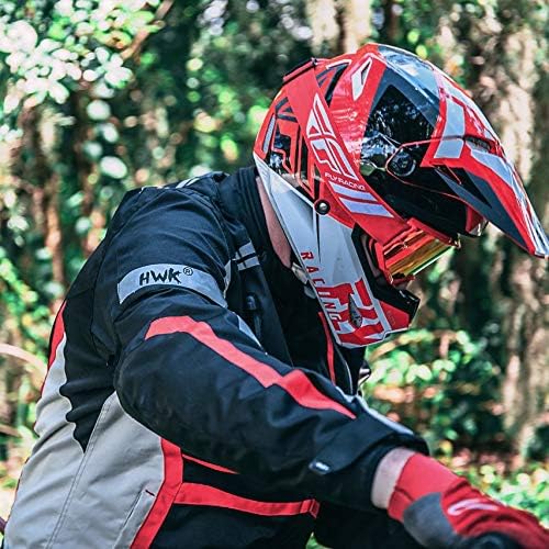 HWK Motorcycle Jacket for Men & Women Scorpion with Cordura Fabric, Large - Red- (Like New)