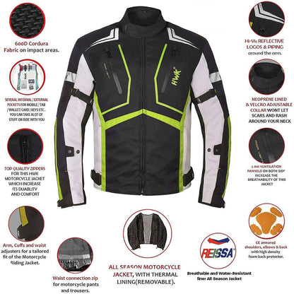 HWK Motorcycle Jacket for Men & Women Scorpion w/ Cordura Fabric, Large - Green (Like New)