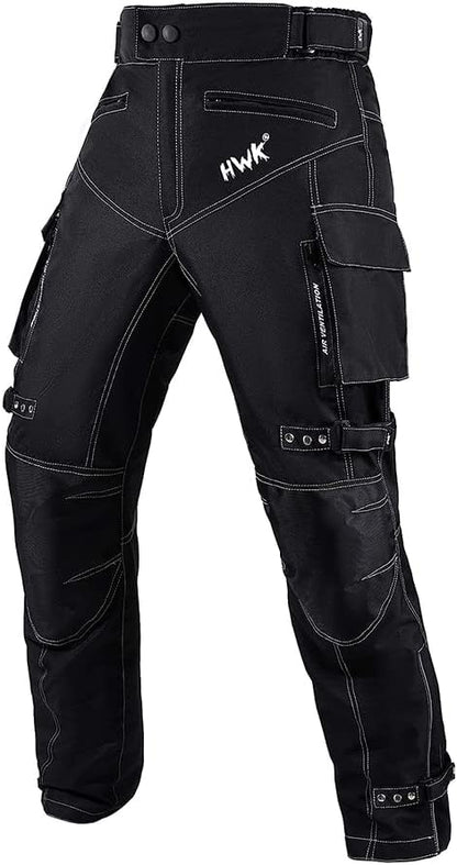 HWK Water Resistant Motorcycle Pants for Men and Women, 38W x 32L - Black- (Like New)