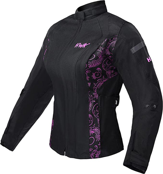 HWK Adventure/Touring Motorcycle Jacket for Women w/CE Armor, XL - Black/Pink (Used)