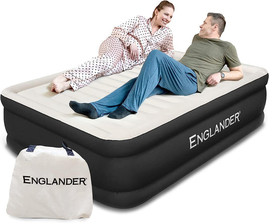 Englander Double High Inflatable Air Mattress w/Built-in Pump, Twin - Black--- (Like New)