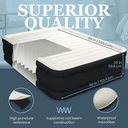 Englander Double High Inflatable Air Mattress w/Built-in Pump, Twin - Black--- (Like New)