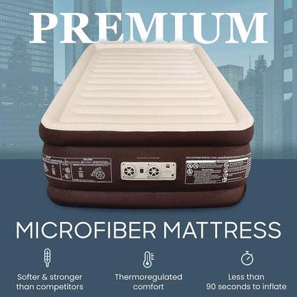 Englander Double High Inflatable Air Mattress w/Built-in Pump, Twin - Brown- (Like New)