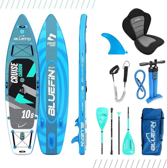 Bluefin SUP 10.8" Inflatable Stand Up Paddle Board w/ Kayak Conversion Kit, Blue (New)