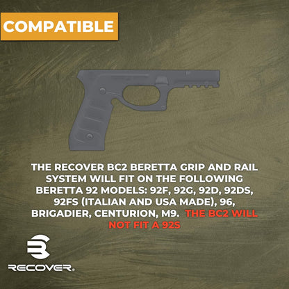 Recover Tactical BC2 Grip & Rail System Beretta 92/M9 Polymer � Phantom Grey (Like New)
