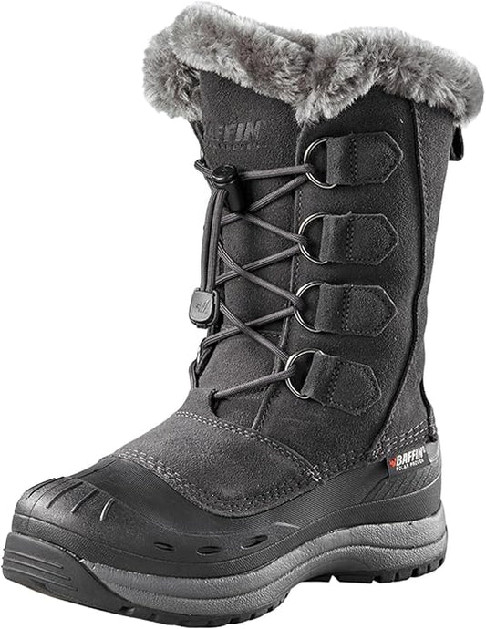 Baffin Chloe Waterproof Suede Snow Boots for Womens, Size 8 - Charcoal (New, Damaged Retail Box)