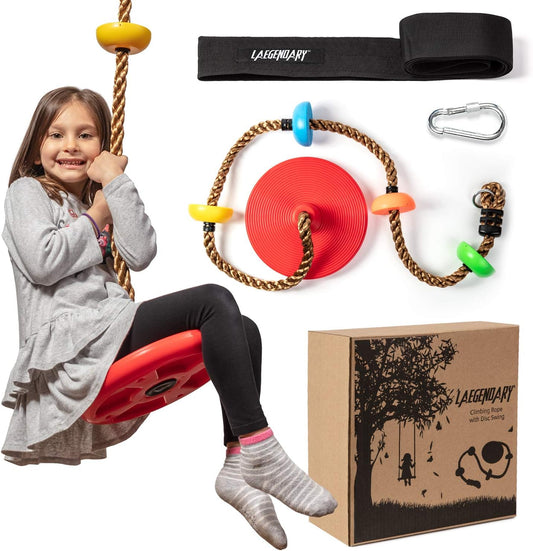 Laegendary Tree Swing for Kids - Single Disk Outdoor Climbing Rope- (Like New)