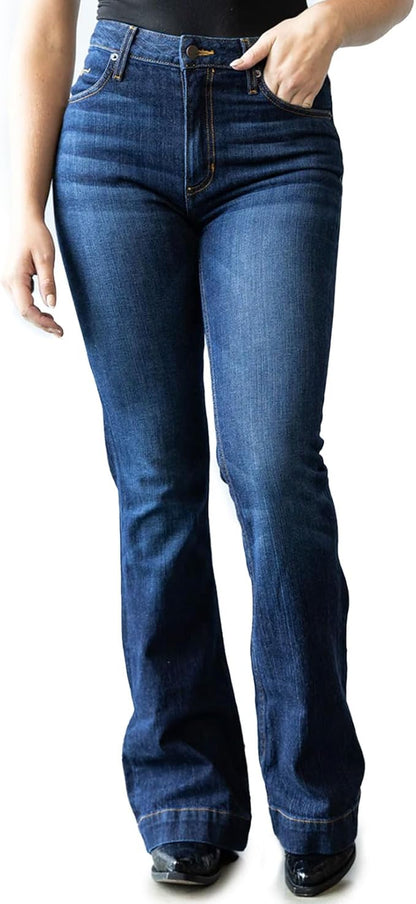 Kimes Ranch Jennifer Ultra-High Dark Wash Blue Jeans for Women, Blue - Size 4-34 (Like New)