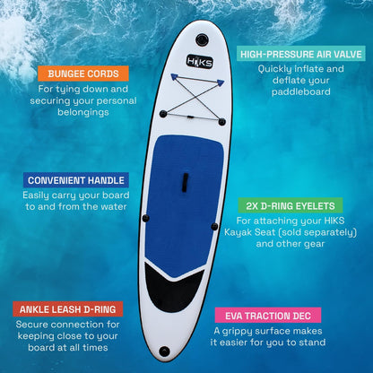 HIKS 10'6" Inflatable Standup Polyester Paddleboard SUP Kayak Set for Adults (Like New)