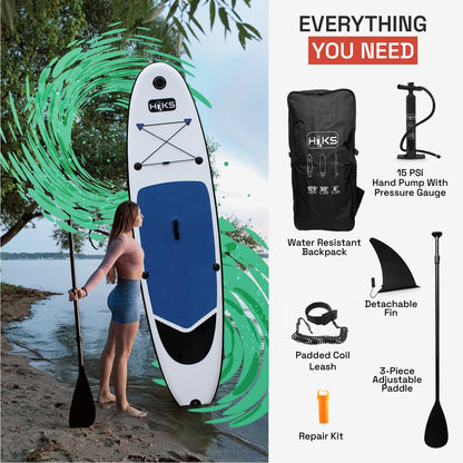 HIKS 10'6" Inflatable Standup Polyester Paddleboard SUP Kayak Set for Adults (Like New)