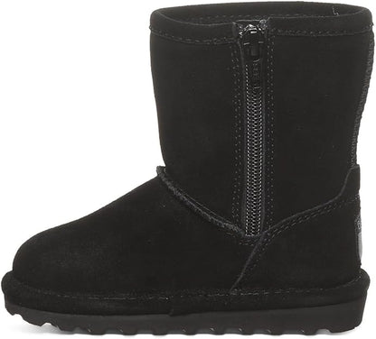 BEARPAW Elle Zipper Classic Tall Youth Slip On Boot, Black Ii - 4 Big Kid (Like New, Damaged Retail Box)