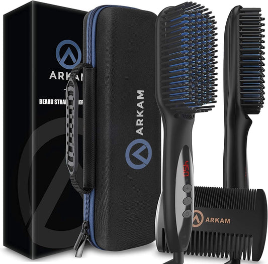 Arkam Premium Heated Beard Brush Kit w/Anti-Scald Feature For Men (Like New)