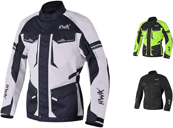 HWK Motorcycle Jacket for Men Adventure w/Cordura Textile Fabric, XL - Grey- (Used)
