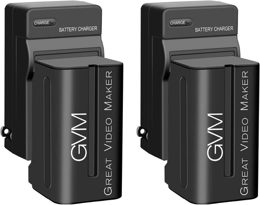 GVM Great Video Maker NP-F750 Replacement Batteries and Chargers, 2 Pack - Black (Like New)