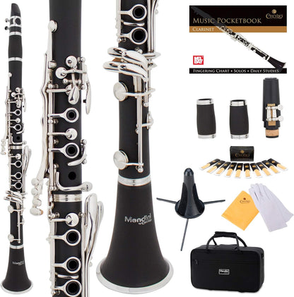 Mendini by Cecilio Nickel B Flat Beginner Clarinet with 2 Barrels - Ebonite (Like New)