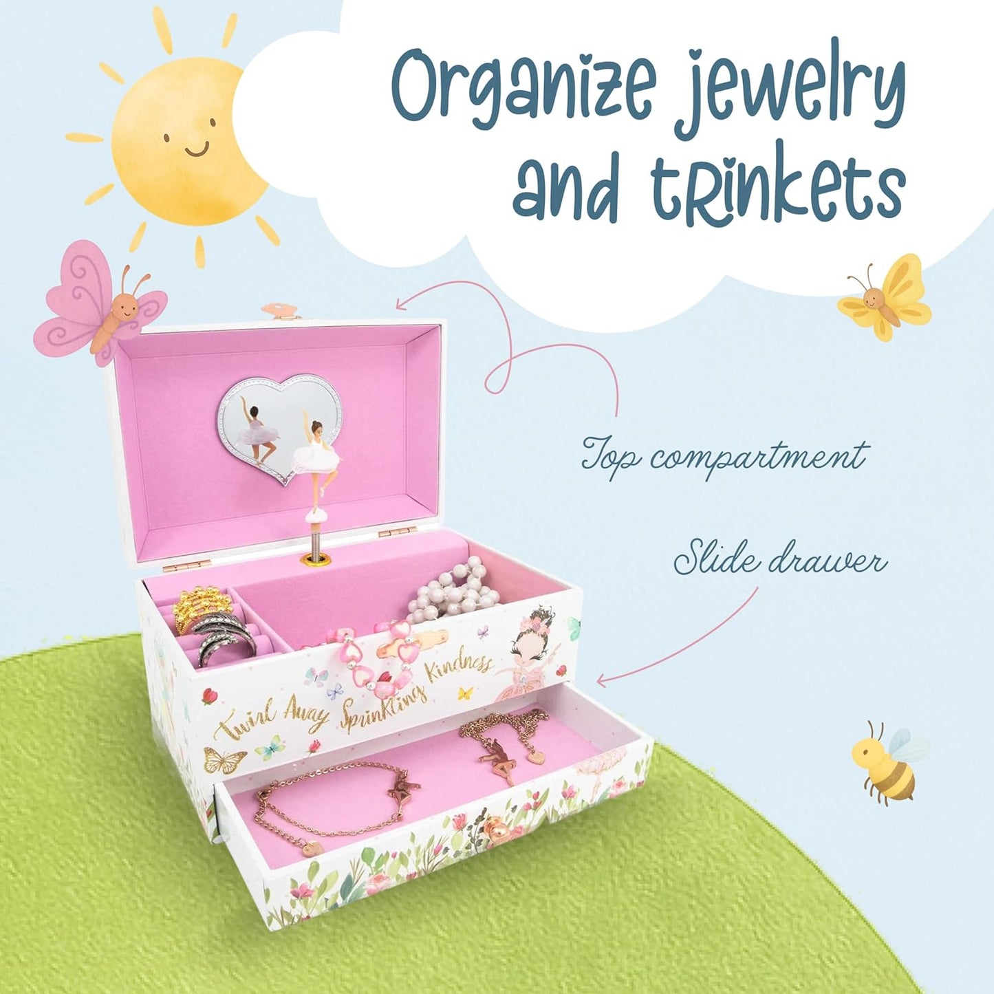 The Memory Building Company Musical Jewelry Box for Kids, Ages 6-12 Years (Like New)
