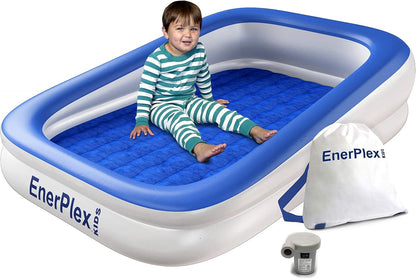 EnerPlex Kids Inflatable Portable Blow up Travel Bed with High Speed Pump (New)