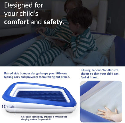 EnerPlex Kids Inflatable Portable Blow up Travel Bed with High Speed Pump (New)