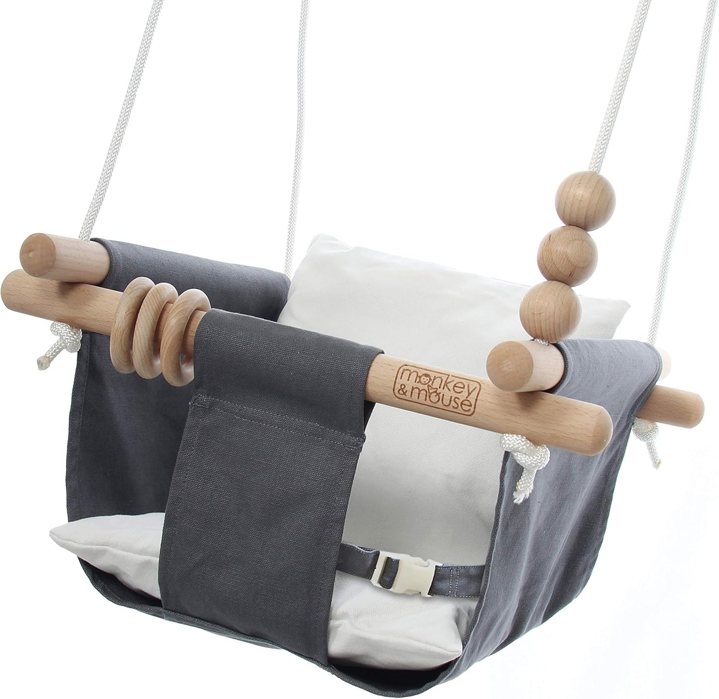 Monkey & Mouse Indoor-Outdoor Portable Baby Swing/Hanging Chair, Beech Wood (Used)