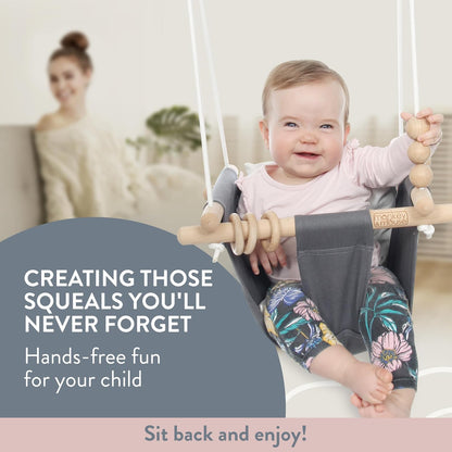 Monkey & Mouse Indoor-Outdoor Portable Baby Swing/Hanging Chair, Beech Wood (Used)