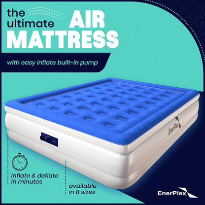 EnerPlex Never-Leak Twin Air Mattress with Built in Pump Double High 16" (Used, No Retail Box)
