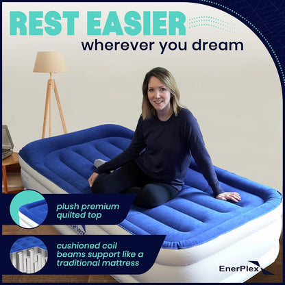 EnerPlex Never-Leak Twin Air Mattress with Built in Pump Double High 16" (Used)