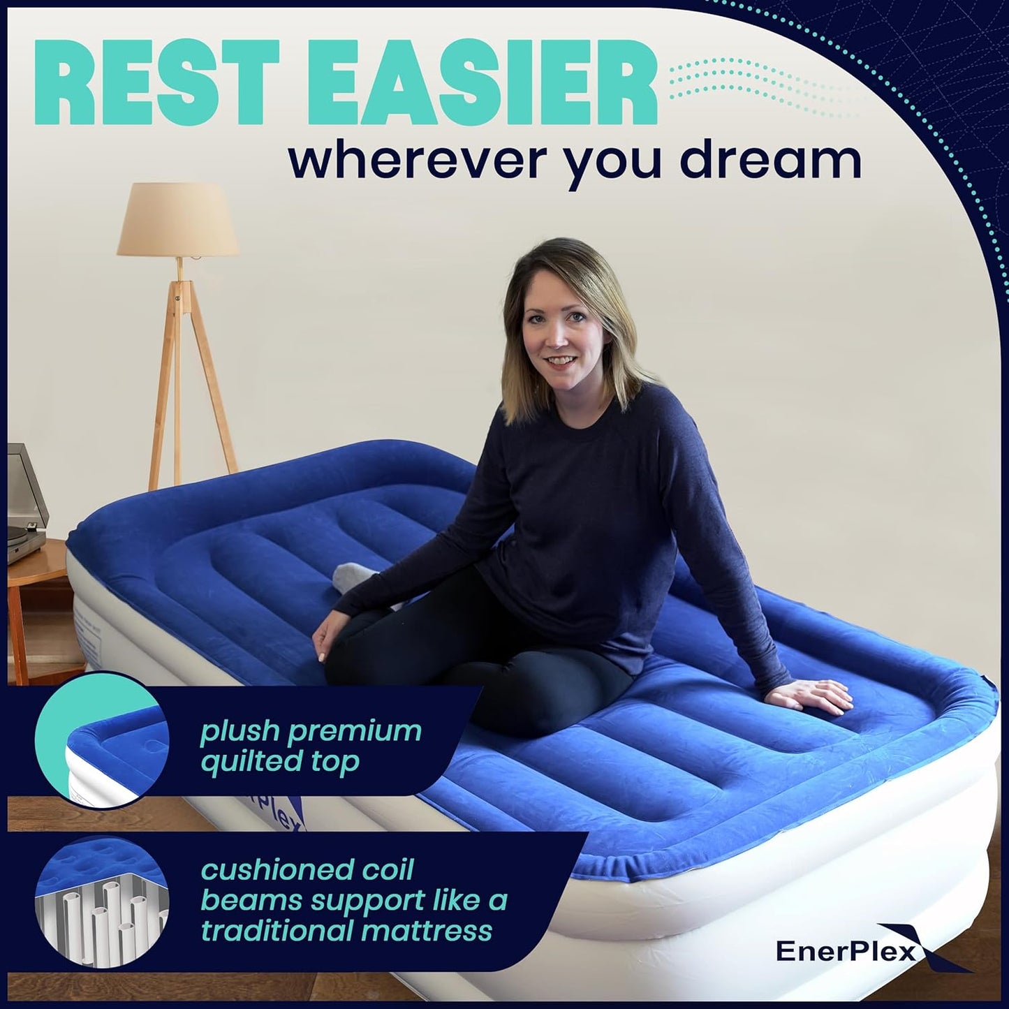EnerPlex Never-Leak Twin Air Mattress with Built in Pump Double High 16" (Used, No Retail Box)