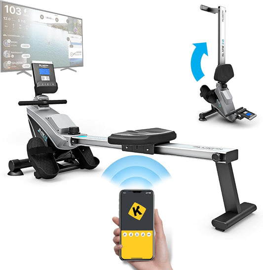 Bluefin Fitness Rower Machine w/ LCD Digital Fitness Console for Home Gym, Black (New)