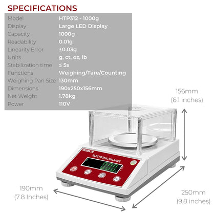 Fristaden Lab 1000gx0.01g Precision Balance Chemistry Scale w/Upgraded Load Cell (Like New)