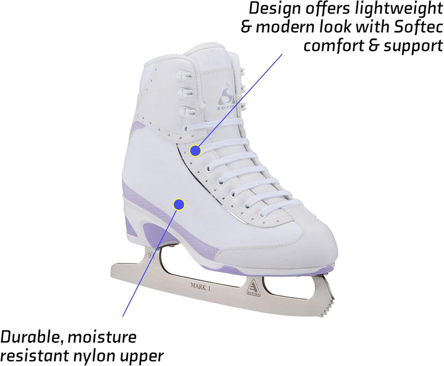 Jackson Ultima Softec Vista Women's/Girls Figure Skates, White - Size Adult 8 (Like New)