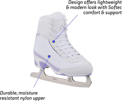 Jackson Ultima Softec Vista Women's/Girls Figure Skates, White - Size Adult 8 (Like New)