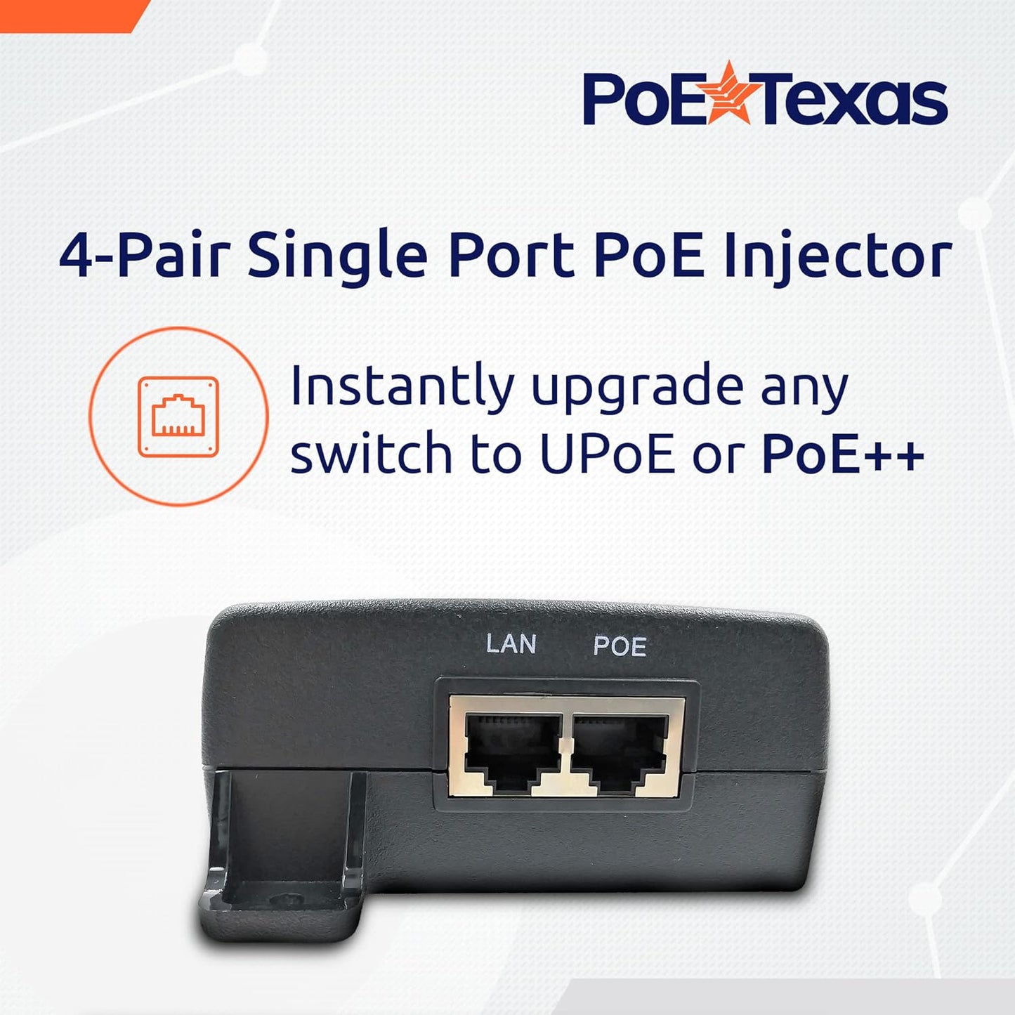 Poe Texas 60W 802.3bt PoE++ Single Port 4-Pair Power Over Ethernet Injector (Like New)